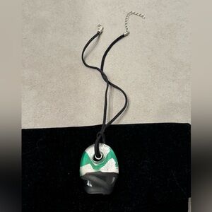 Tagliapietra Murano Green Silver Artistic Hand Blown Glass Necklace Venice New